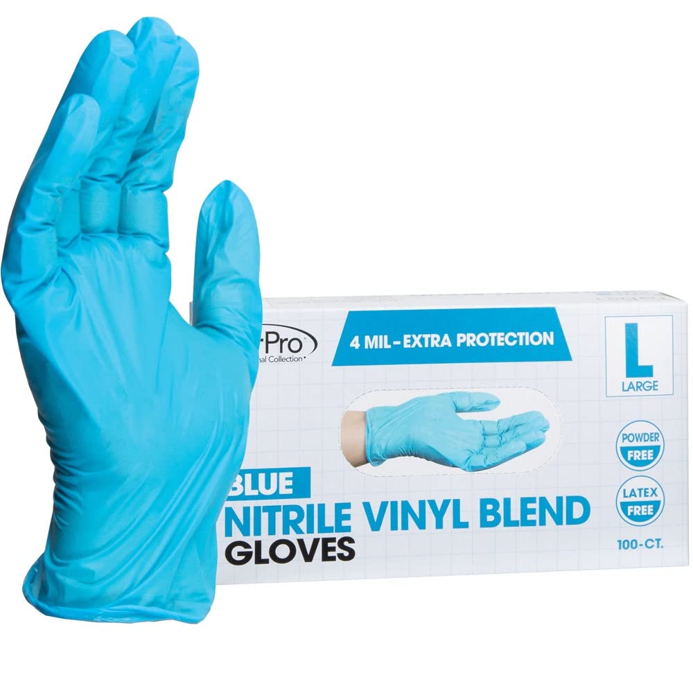 ForPro 4 Mil Disposable Nitrile Vinyl Gloves - Extra Protection