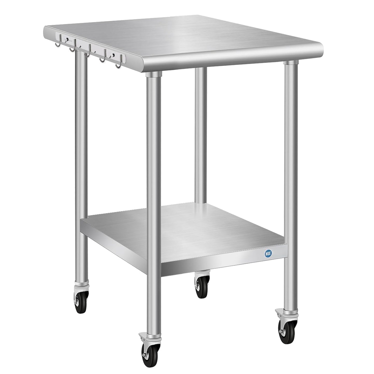 Stainless Steel Table with Wheels for Kitchen and Garage Use