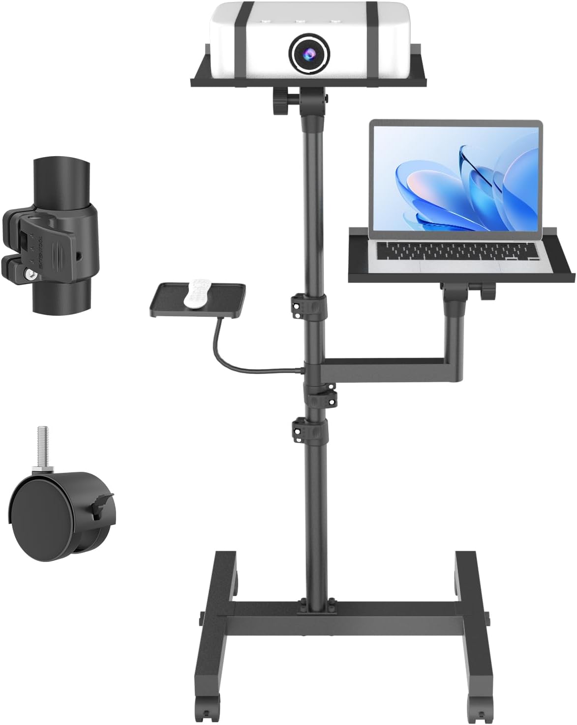 Mobile Projector Stand with Adjustable Height and Rolling Design