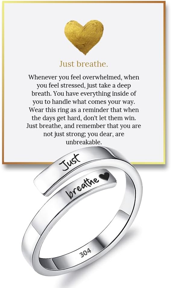 Just Breathe Ring - Adjustable Tarnish-Free Silver Ring for Women