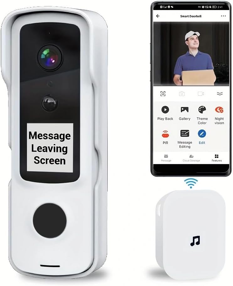 Hipoink Wireless Video Doorbell: Night Vision & Motion Detection