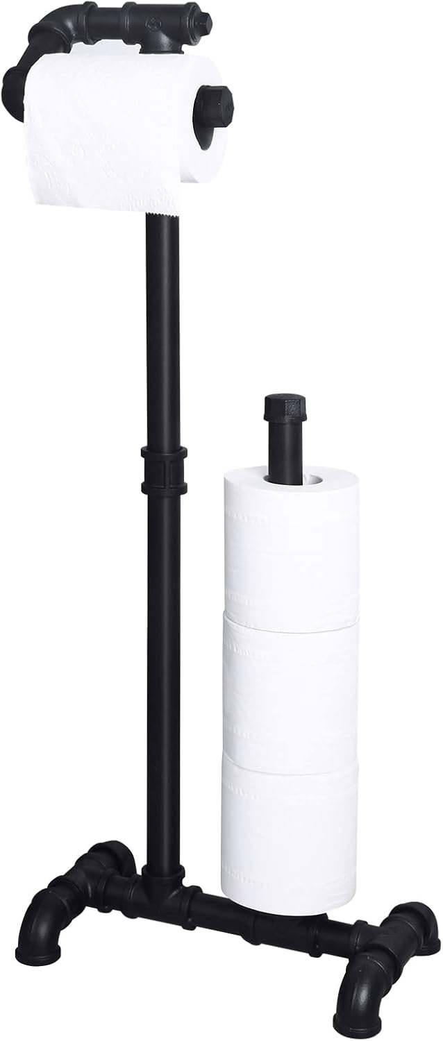 Industrial Pipe Toilet Paper Holder for Rustic Bathroom Decor