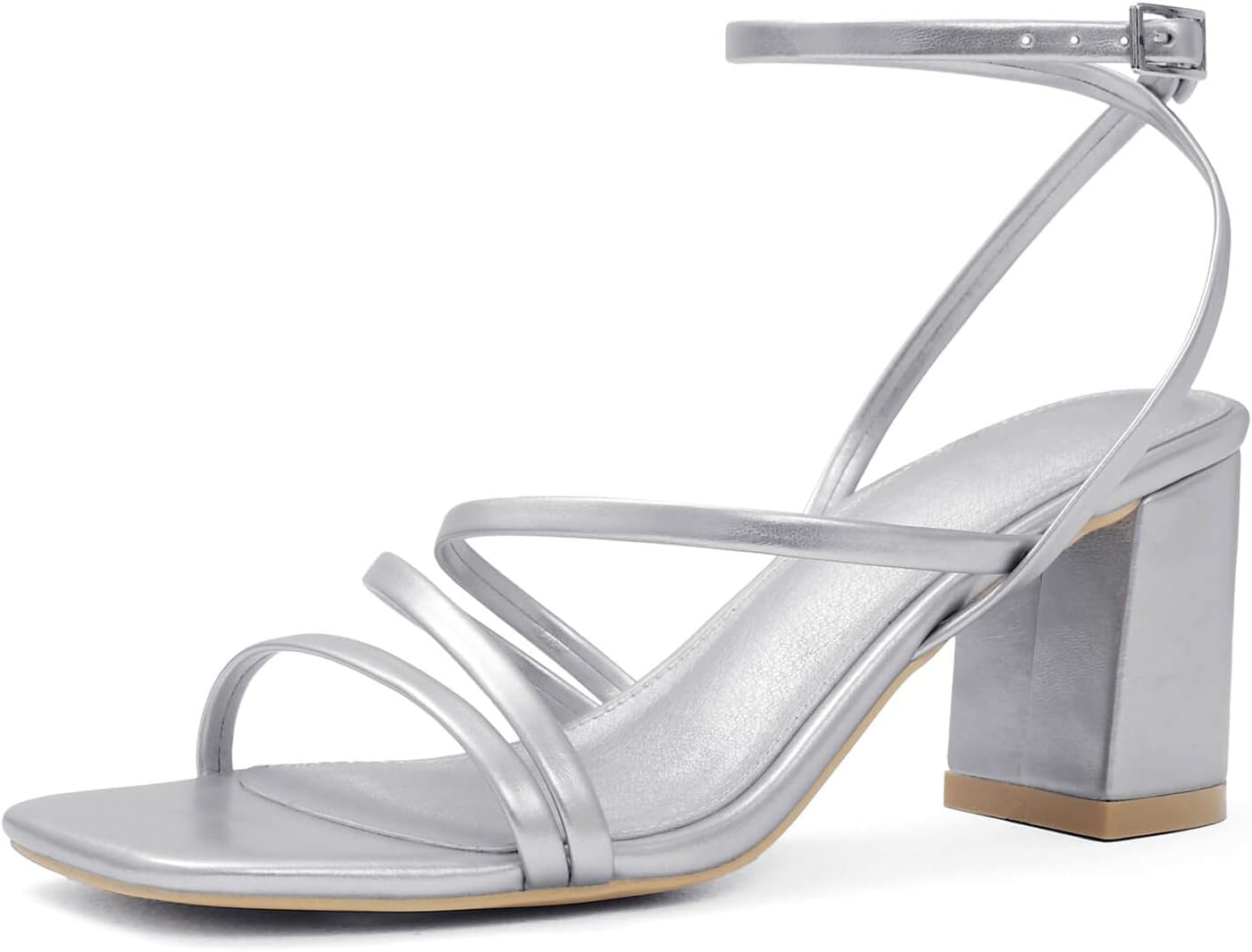 LACUONE Strappy Heels for Women with Comfortable Block Design