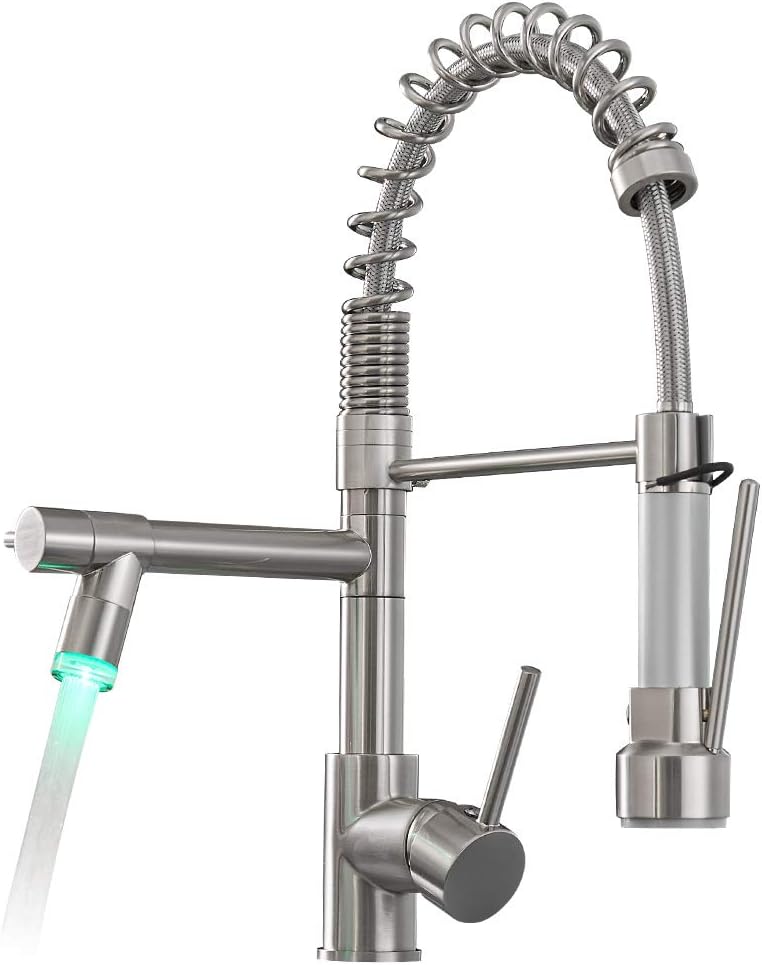 AIMADI Commercial Pull Down Kitchen Faucet with LED Light