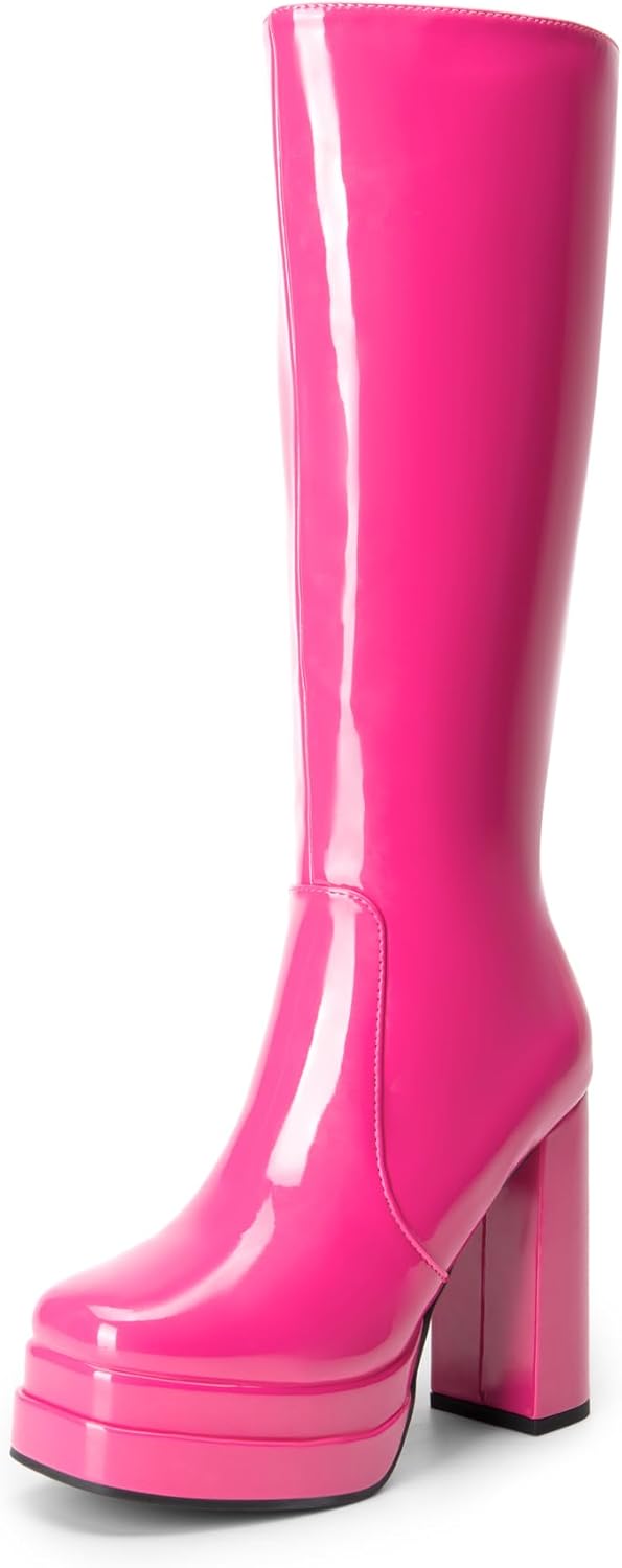 DREAM PAIRS Women's Platform Heeled Knee High Boots for Fall
