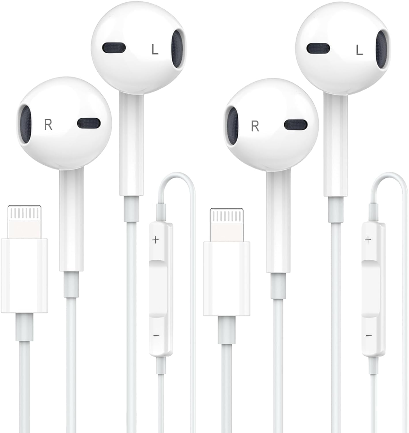 2 Pack Earphones with Mic & Volume Control, Noise Reduction, iOS Compatible - Everdigi