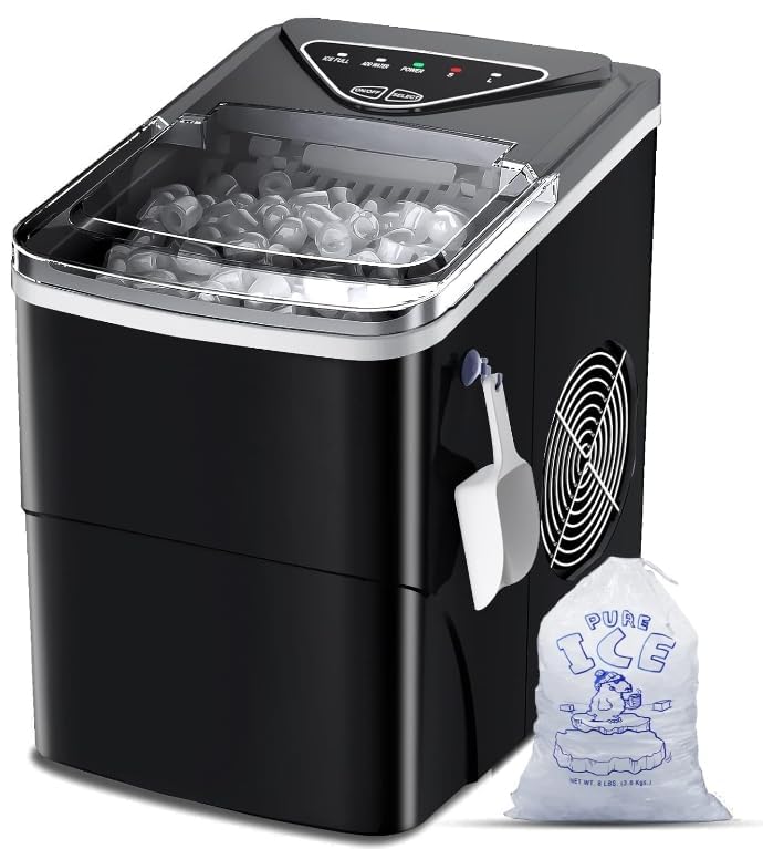 Portable Self-Cleaning Ice Maker: 9 Ice Pellets in 6 Mins!
