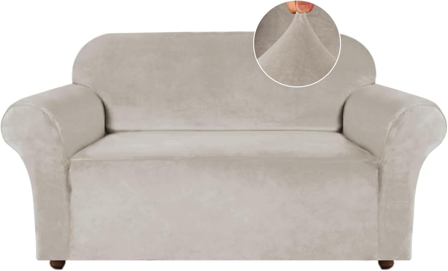 Turquoize Velvet Loveseat Covers for 2 Cushion Couch Protection