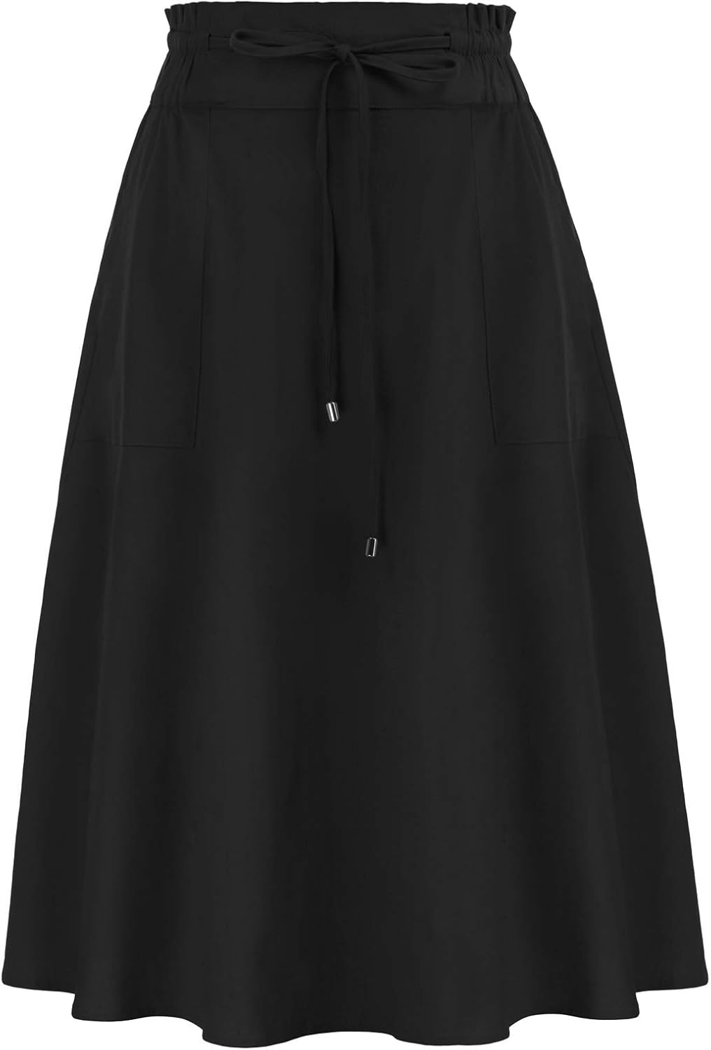 KANCY KOLE Women Casual Cotton Linen Midi Skirt with Pockets