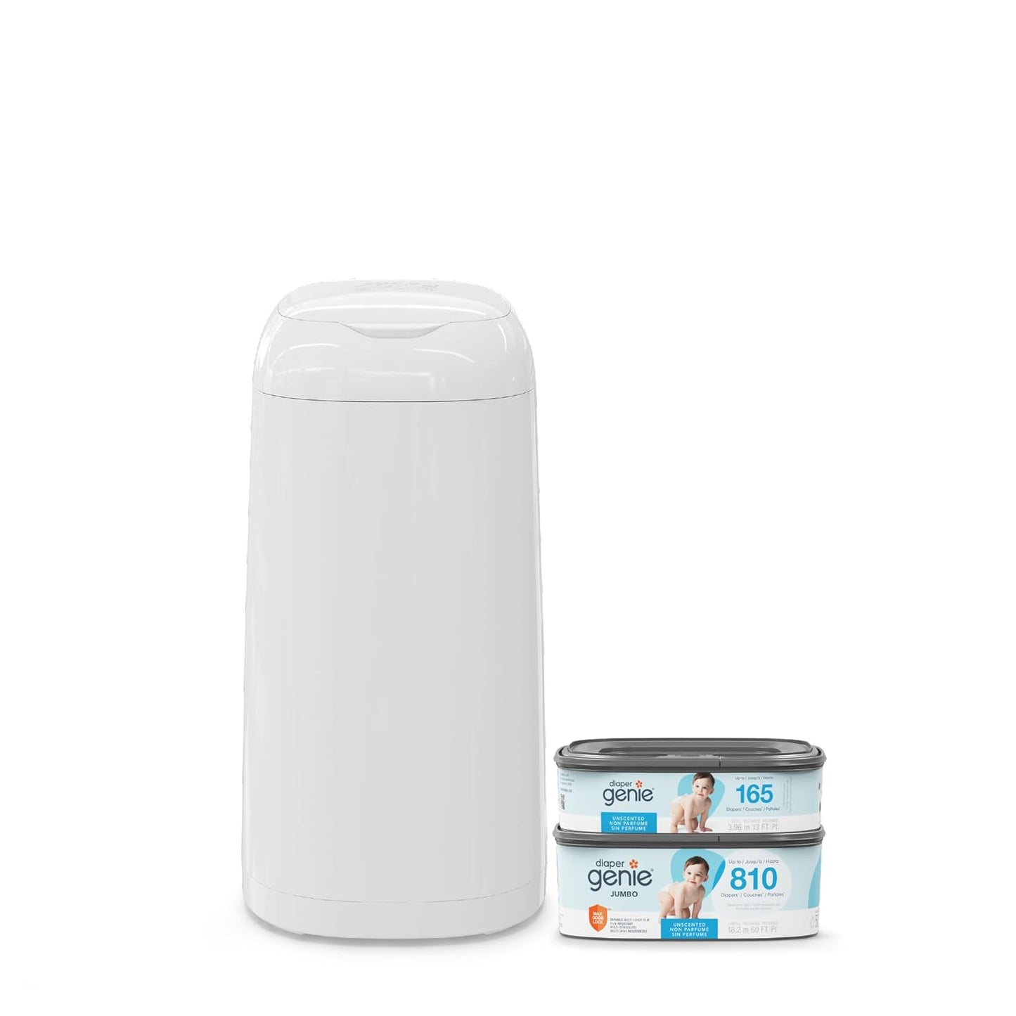 Diaper Genie Classic Pail Bundle with Jumbo Refill for Odor Control