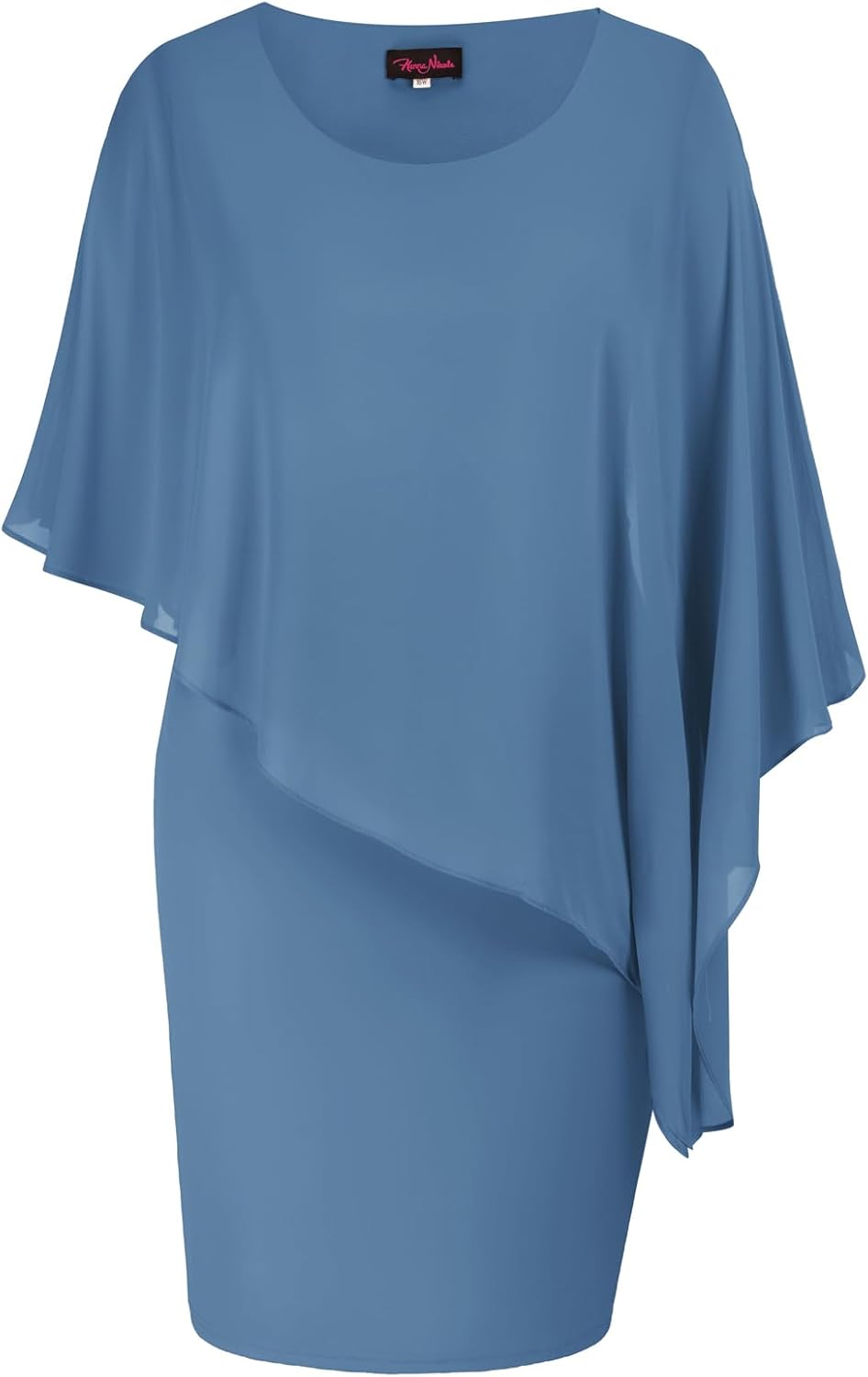 Elegant Women's Sleeveless Cape Dress with Chiffon Overlay
