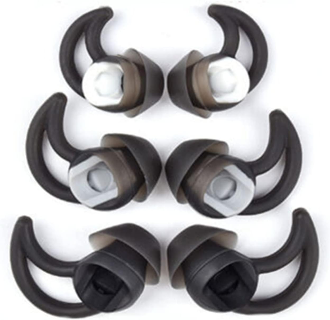 3 Pairs Black Silicone Earbud Tips Set | TAPDRA | Noise Isolation