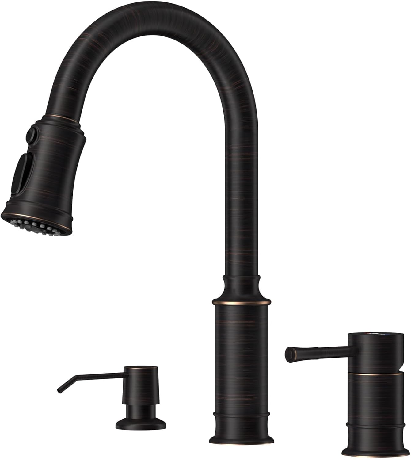 APPASO 3 Hole Kitchen Sink Faucet with Pull Down Sprayer
