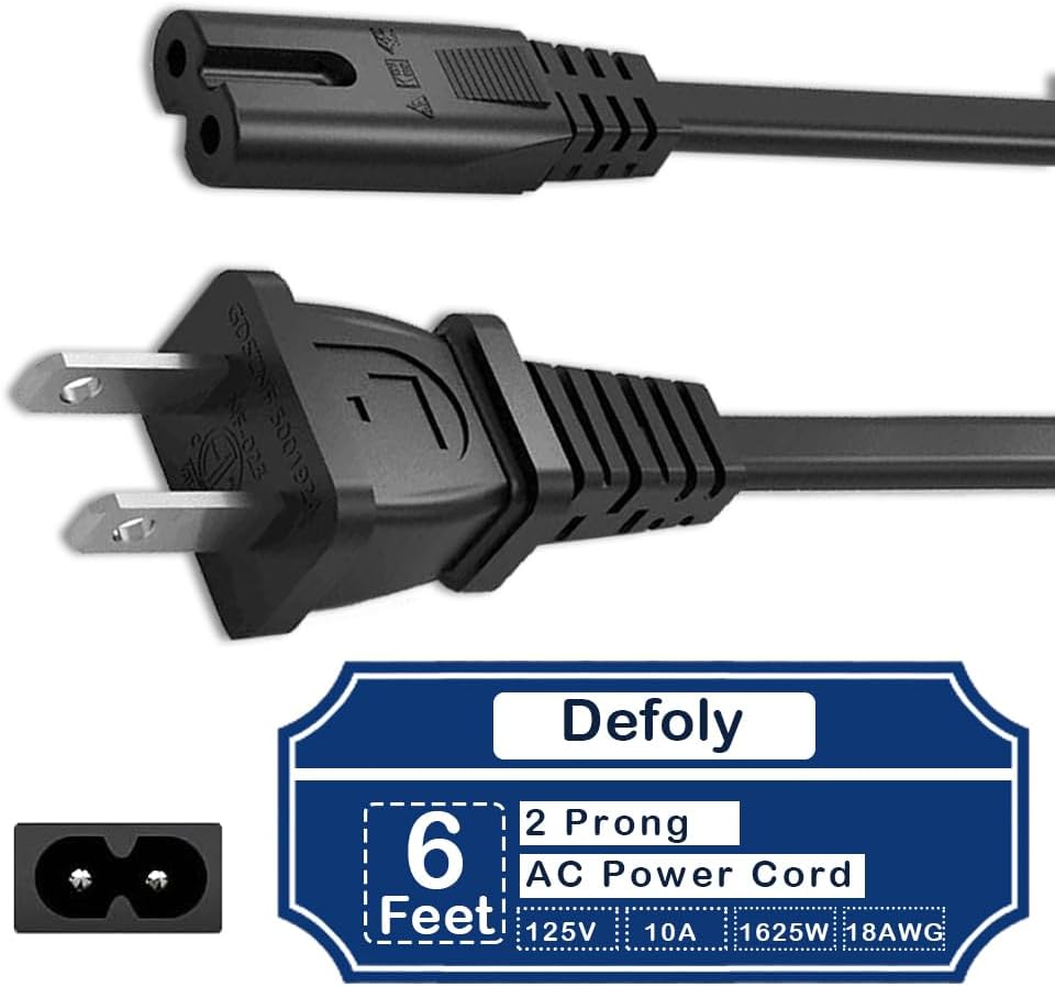 Universal 2 Prong Power Cord - Enhance Device Compatibility