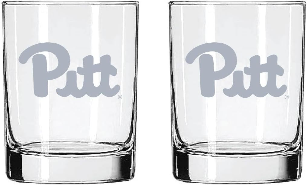 2-Sided Satin Finish Rock Glass Set of 2 for Pittsburgh Panthers