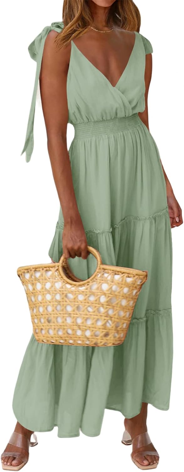 PRETTYGARDEN Women's Cross Neck Sleeveless Maxi Dress for Summer
