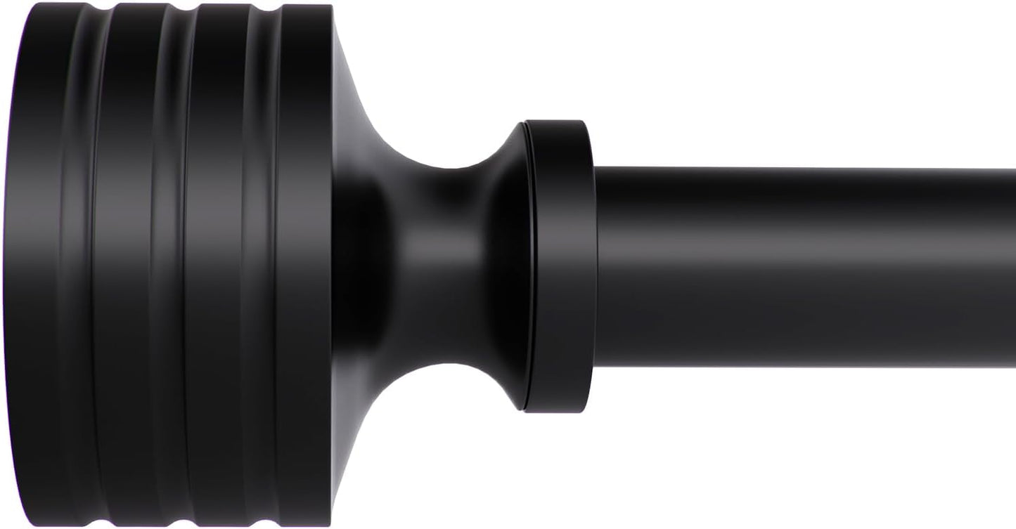 Adjustable Heavy Duty Black Curtain Rods - 32-45 inch, 1 Diameter, Dumbbell Finials by HIQTEK