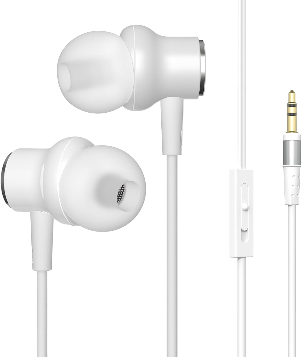 Long Cord White Wired Earbuds - 9.8FT Extra Length