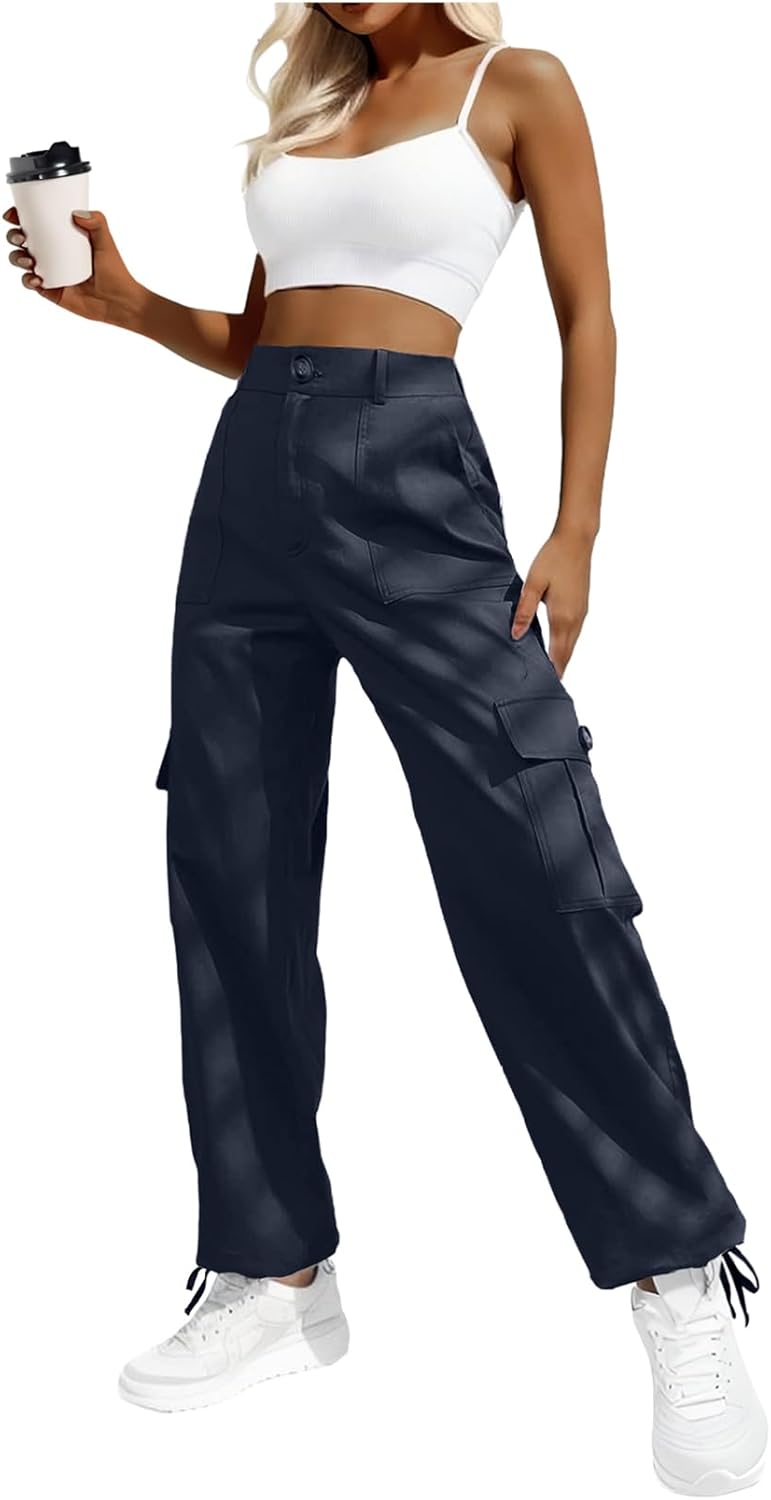 Lepunuo Women's High Waisted Cargo Pants for Y2K Streetwear