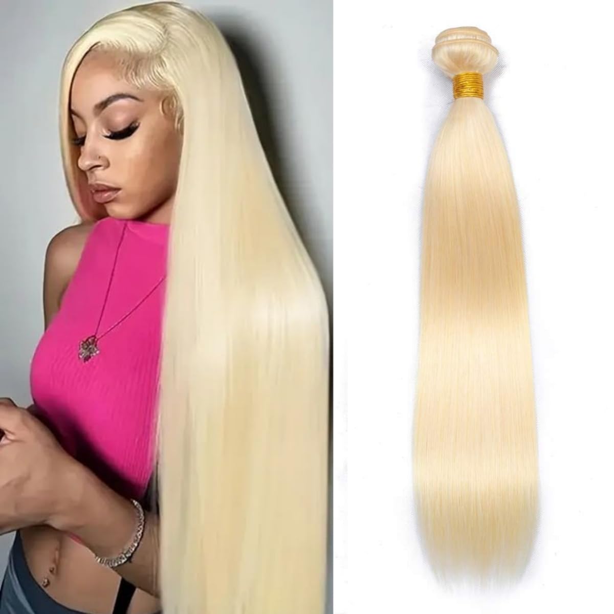 613 Bundles Human Hair 30 Inch Straight Blonde Extensions