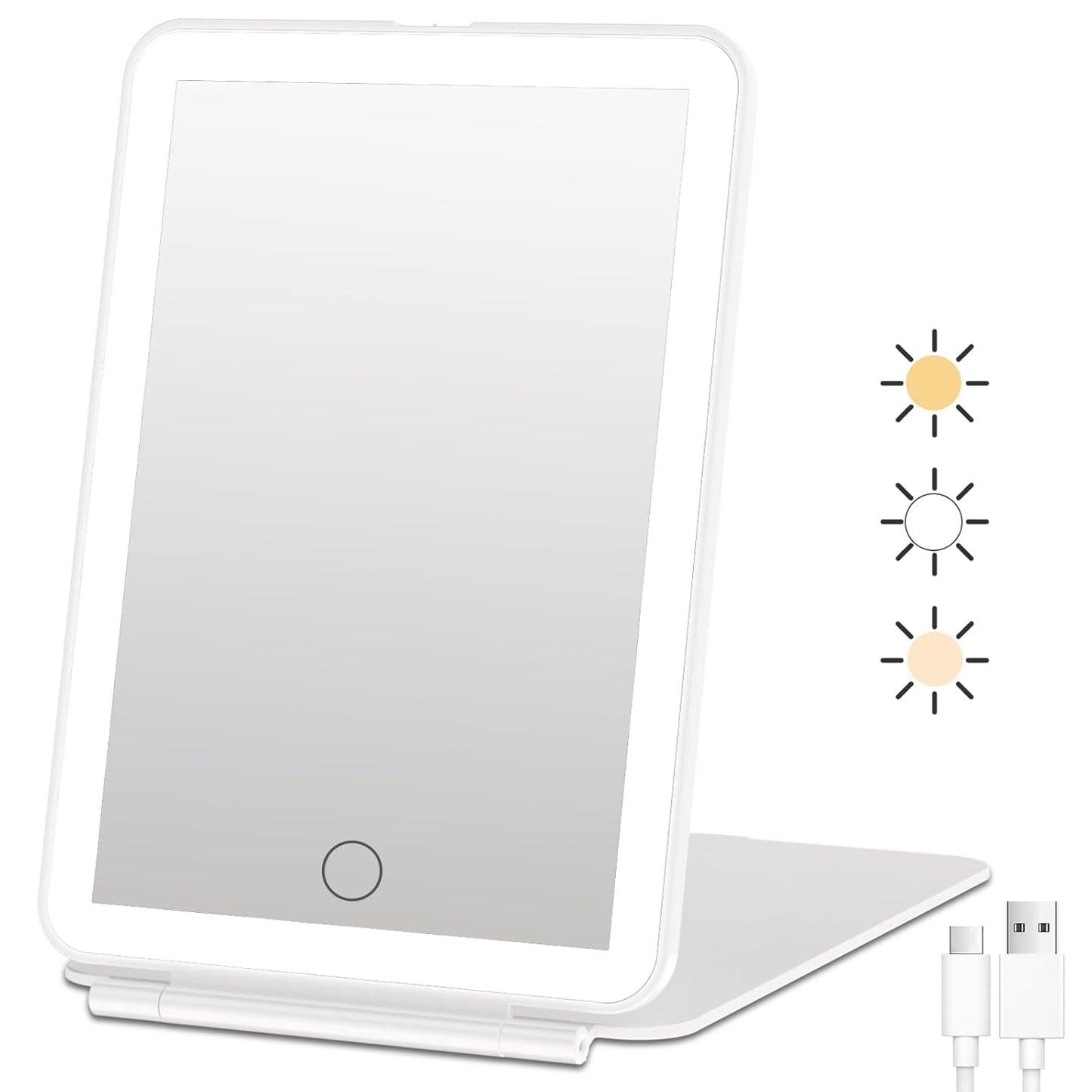 Portable Lighted Makeup Mirror: 72 LEDs, 3 Lighting & Dimmable Touch