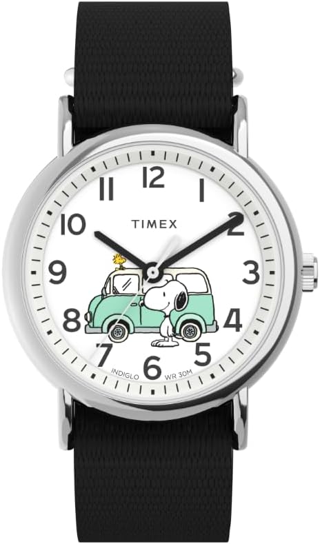 Timex Unisex Weekender 38mm Watch with Black Strap and White Dial