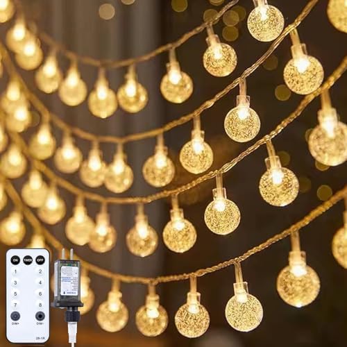 Minetom Crystal Globe String Lights - 66 ft 200 LED Fairy Lights