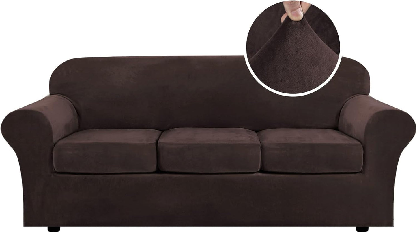 H.VERSAILTEX Modern Velvet Plush 4 Piece High Stretch Sofa Cover