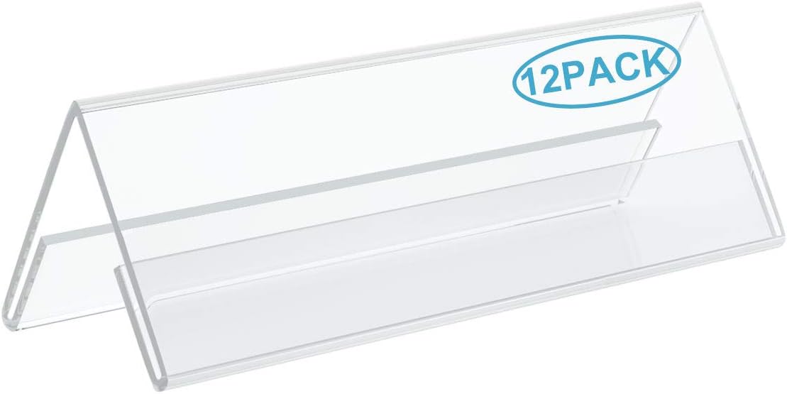 AITEE Acrylic 12 Pack Name Plates for Desks - Durable Display