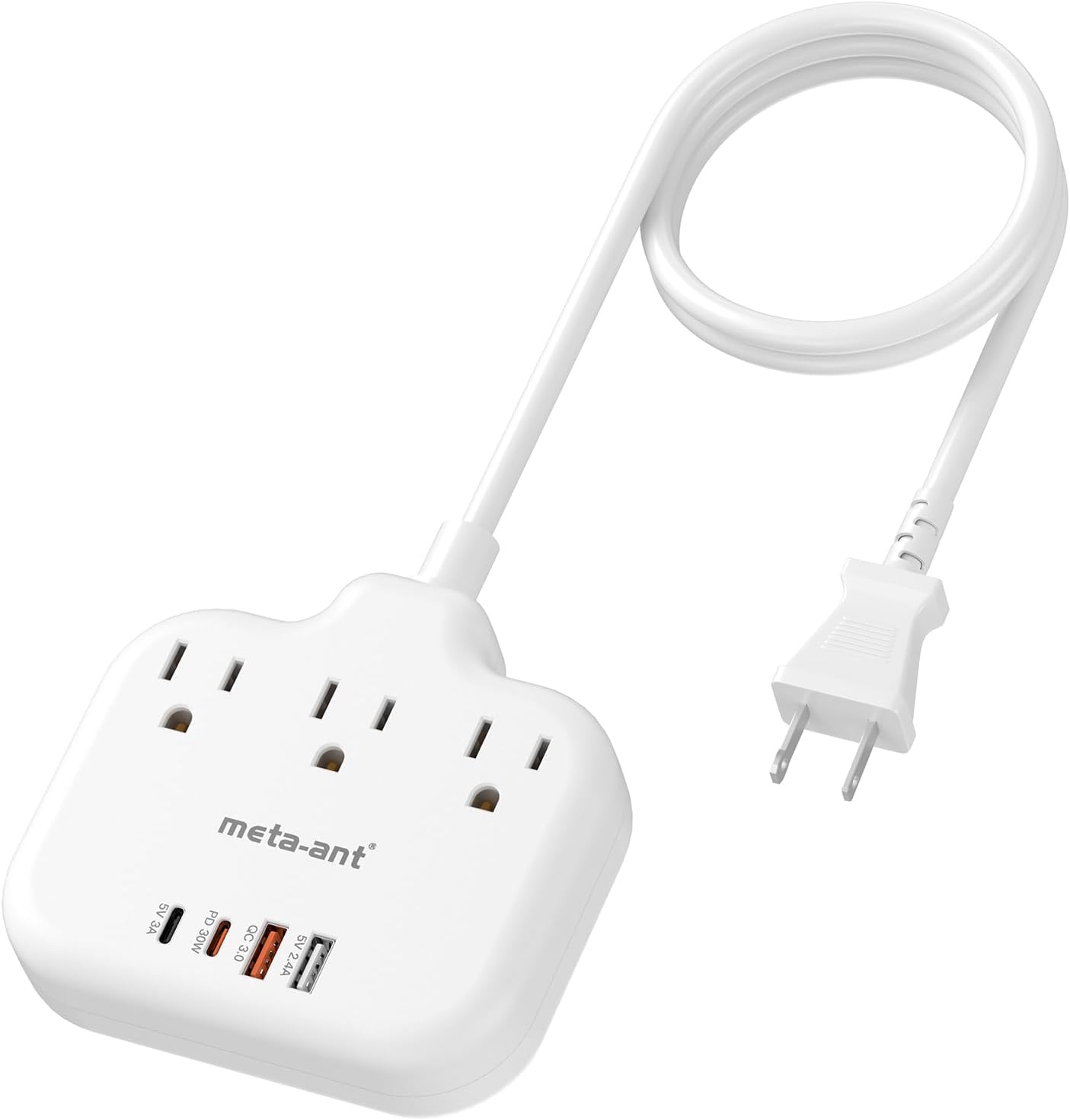 PD30W 2 Prong Power Strip with USB C for Fast Charging Needs