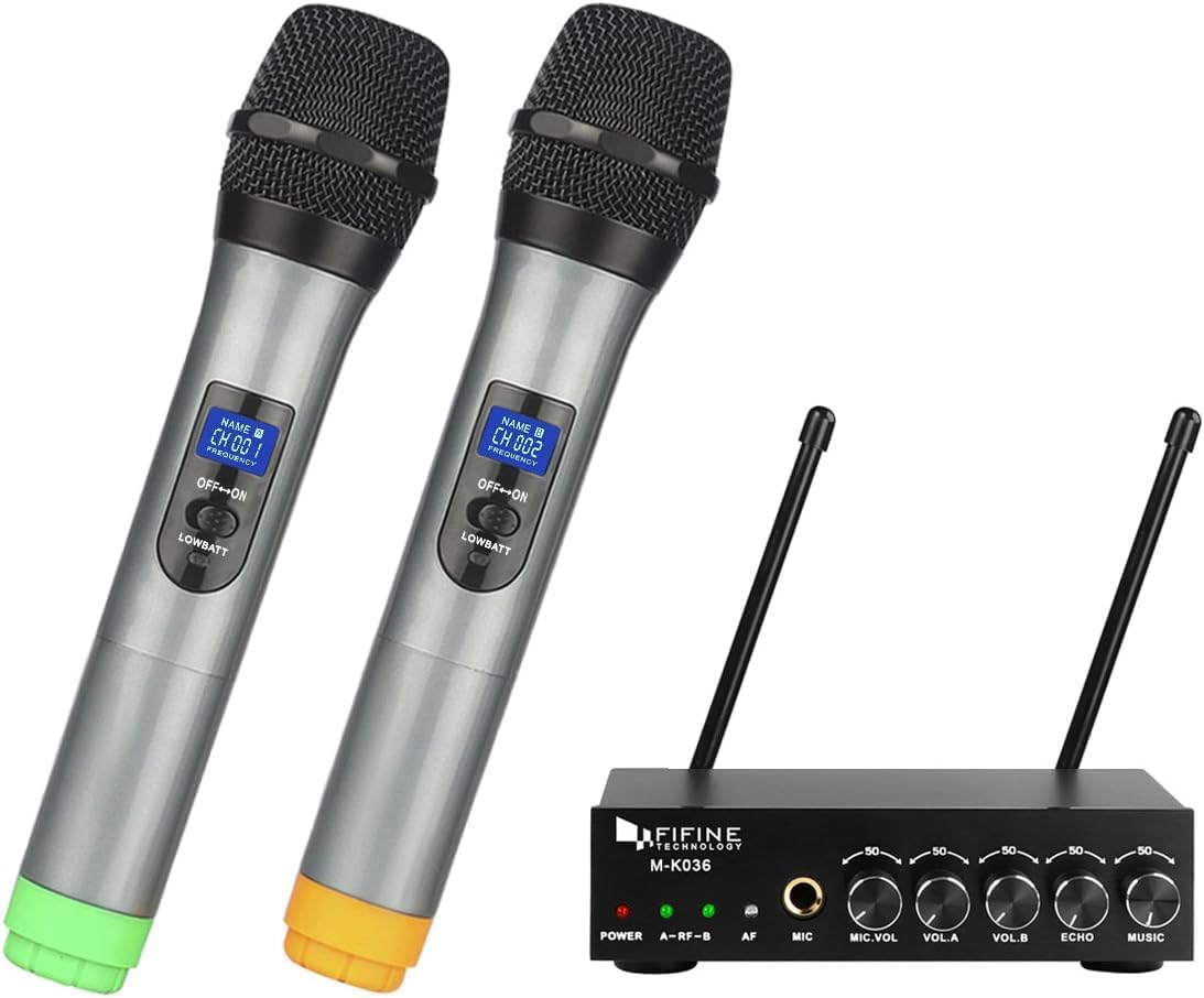 FIFINE Dual Channel Wireless Microphone - Karaoke Made Easy!