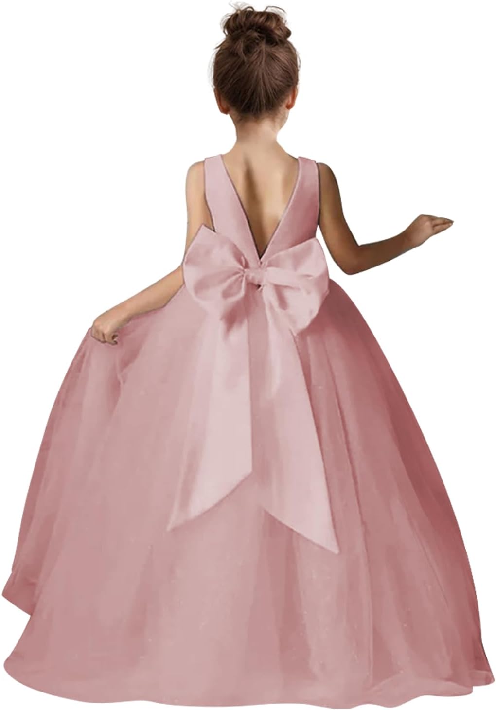 Elegant Flower Girls Dress for Wedding with Bow-Knot Design