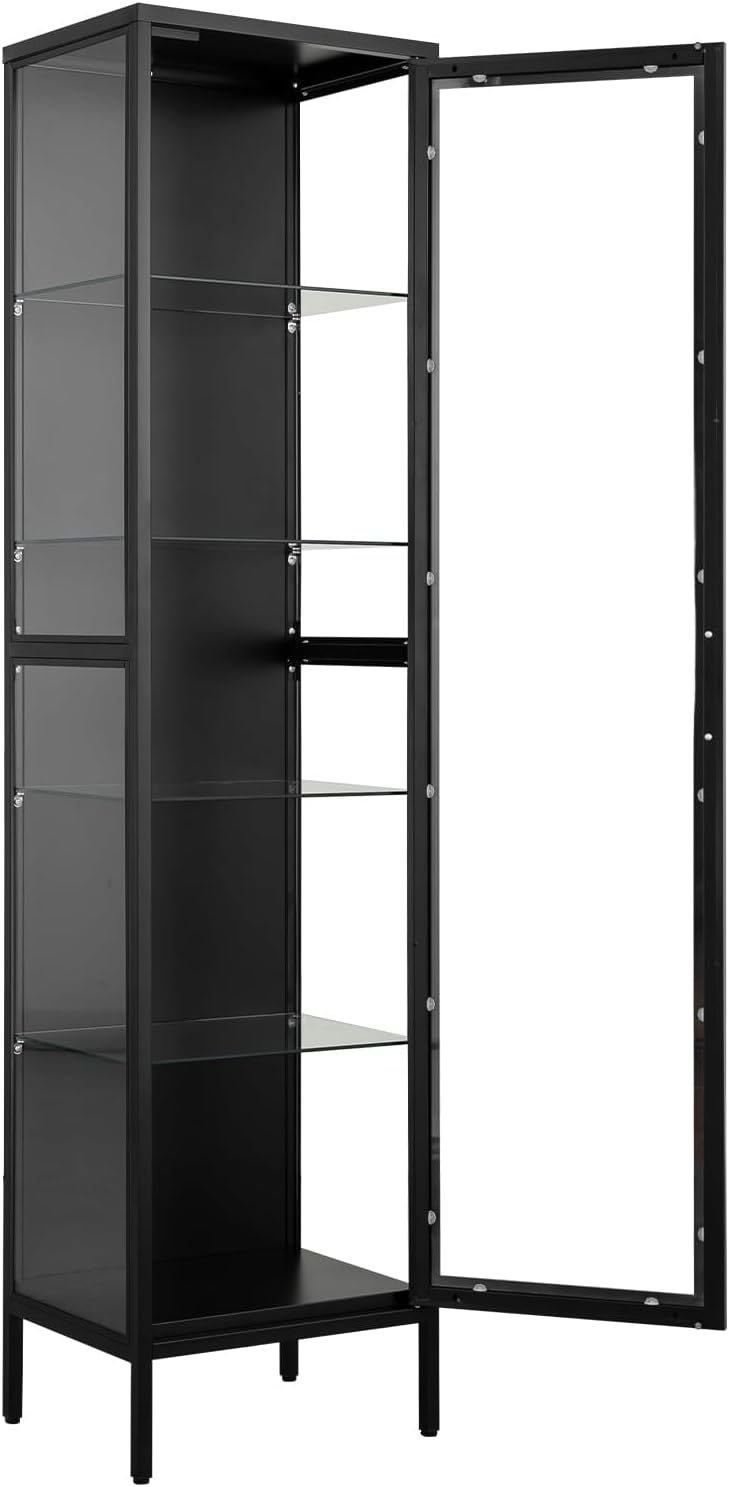 Display Storage Cabinet with Glass Doors for Home and Office