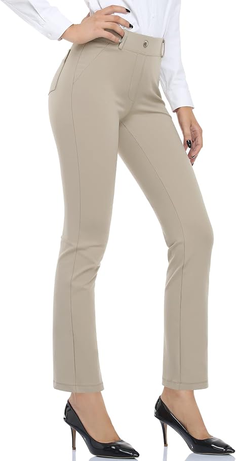 HISKYWIN Women Yoga Dress Pants Stretchy Work Pants for Office