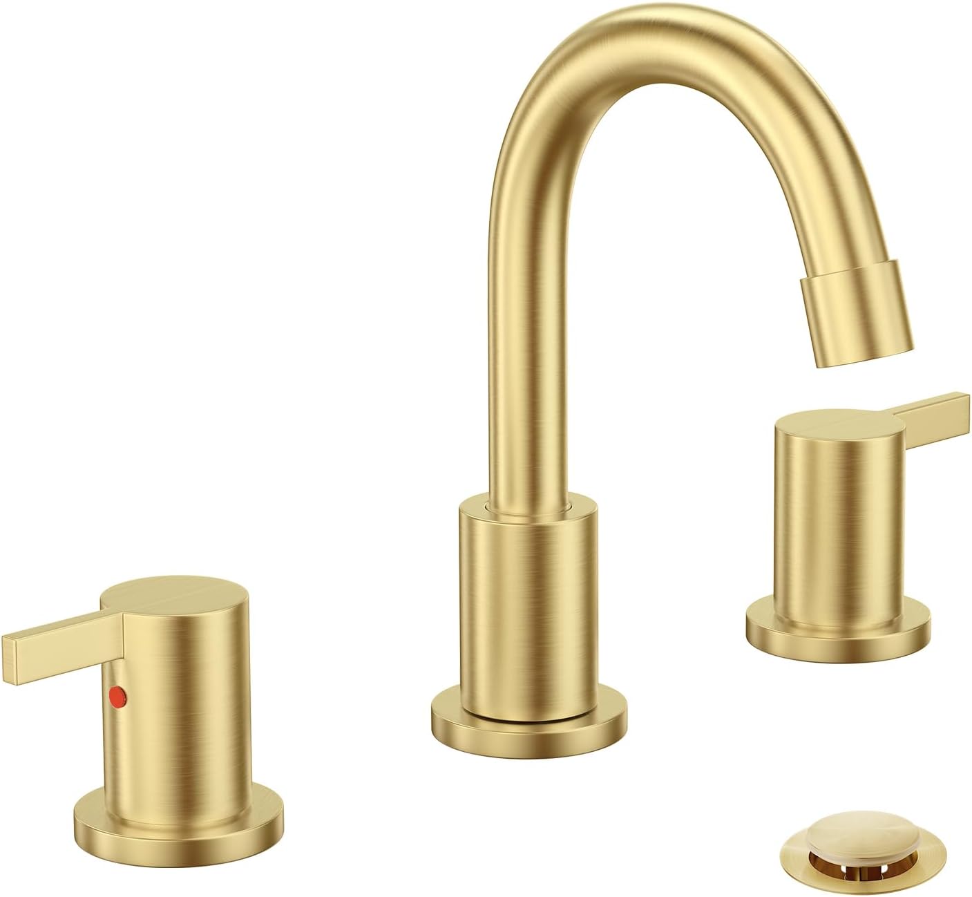 Phiestina Brushed Gold 3 Hole Widespread Bathroom Faucet Set