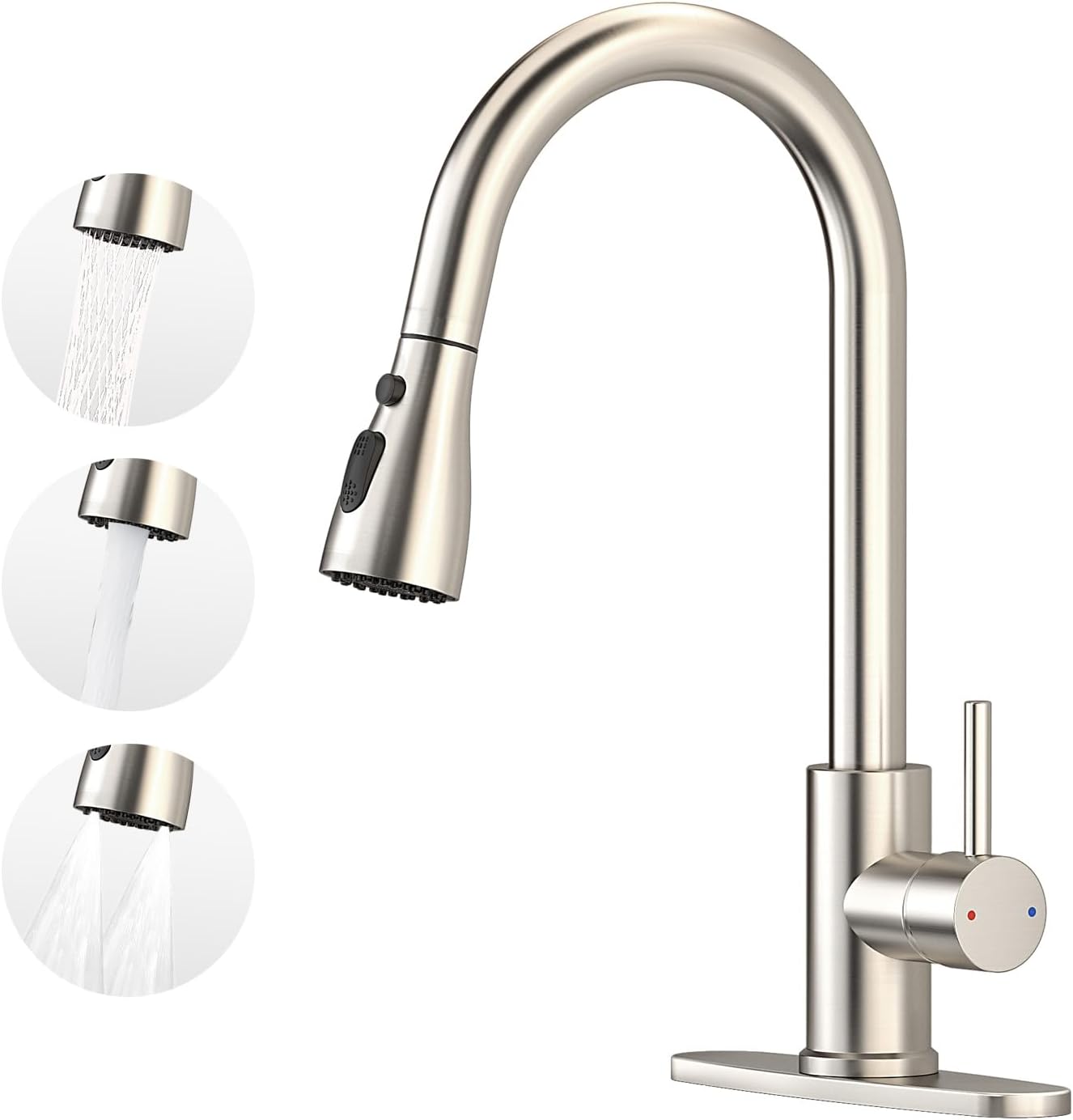 Stainless Steel Kitchen Faucet with Pull Down Sprayer for Home