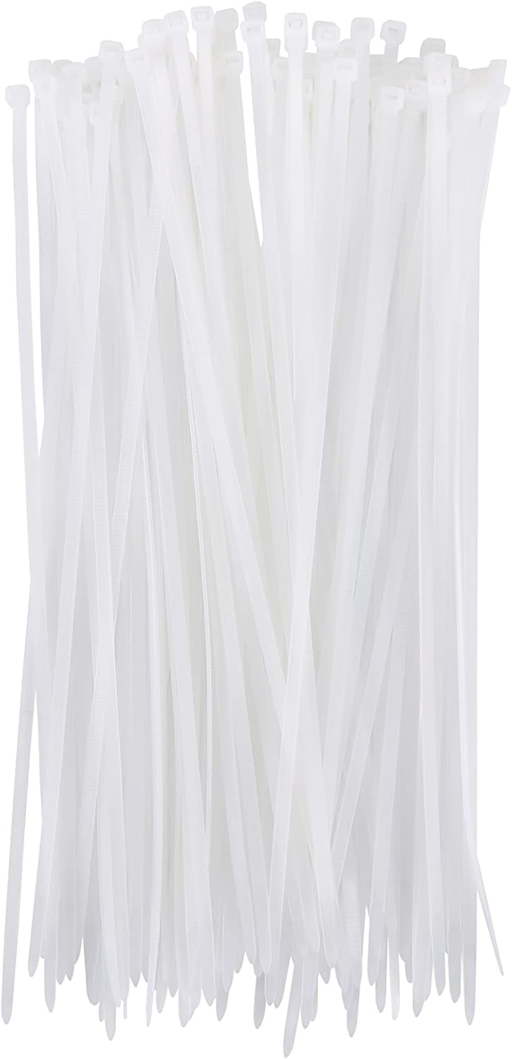 Boacua 8 White Zip Ties (100 Pack) - Strong & Versatile!