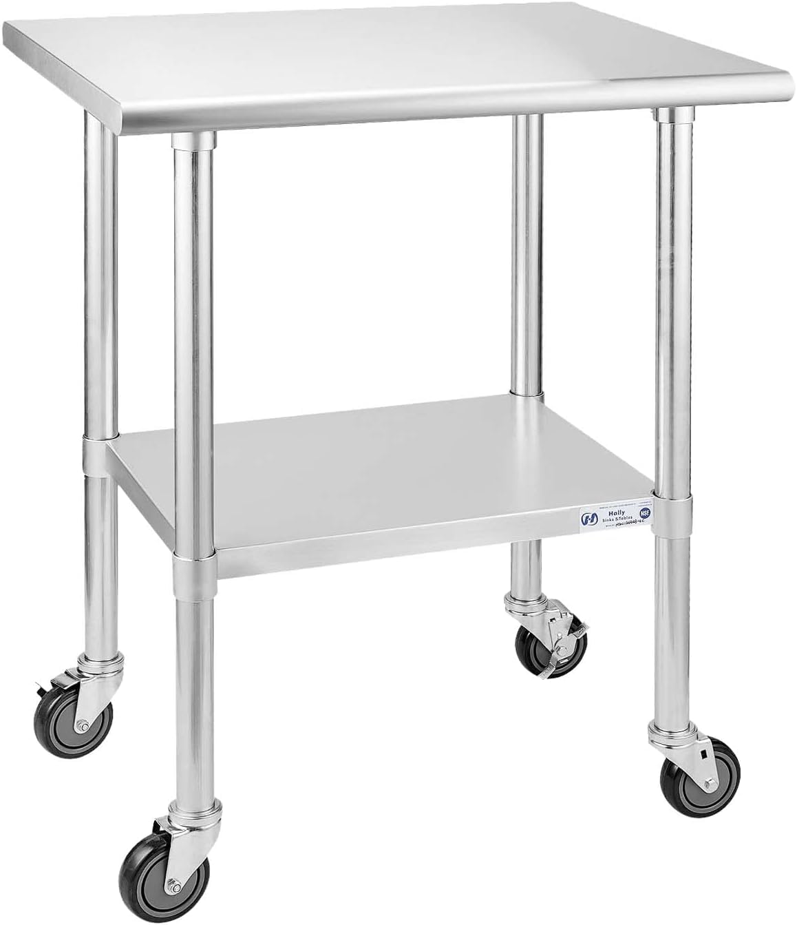 Hally Stainless Steel Table for Prep & Work with Wheels