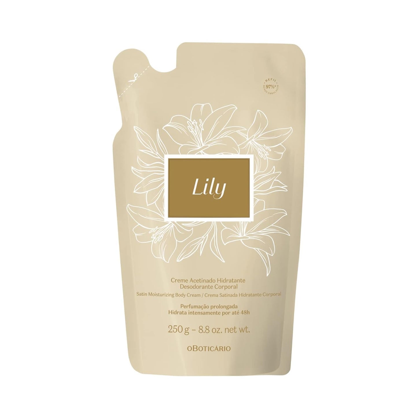 Lily Satin Moisturizing Body Cream Refill Pouch for Dry Skin