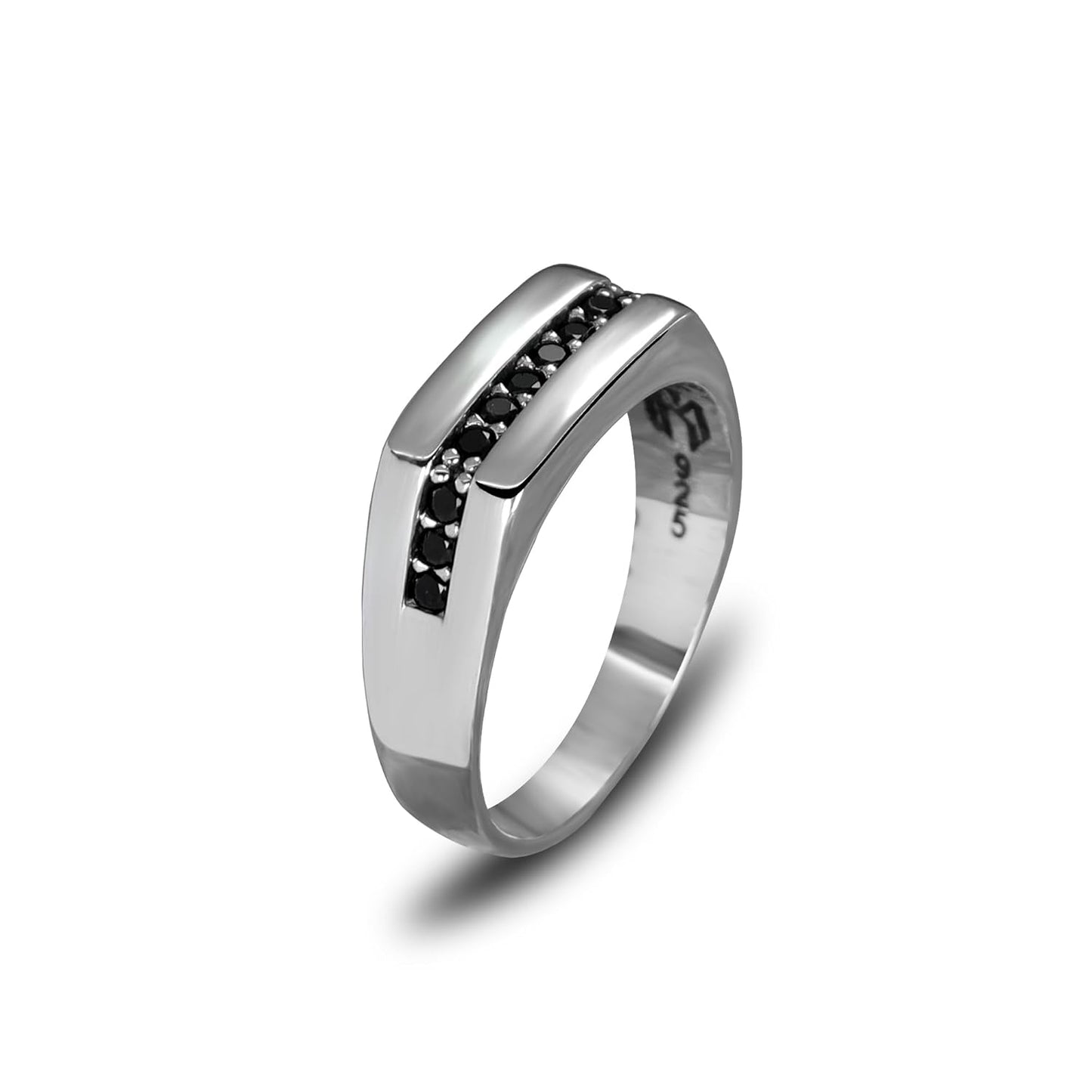 925 Sterling Silver Men's Ring with Gemstones for Engagement