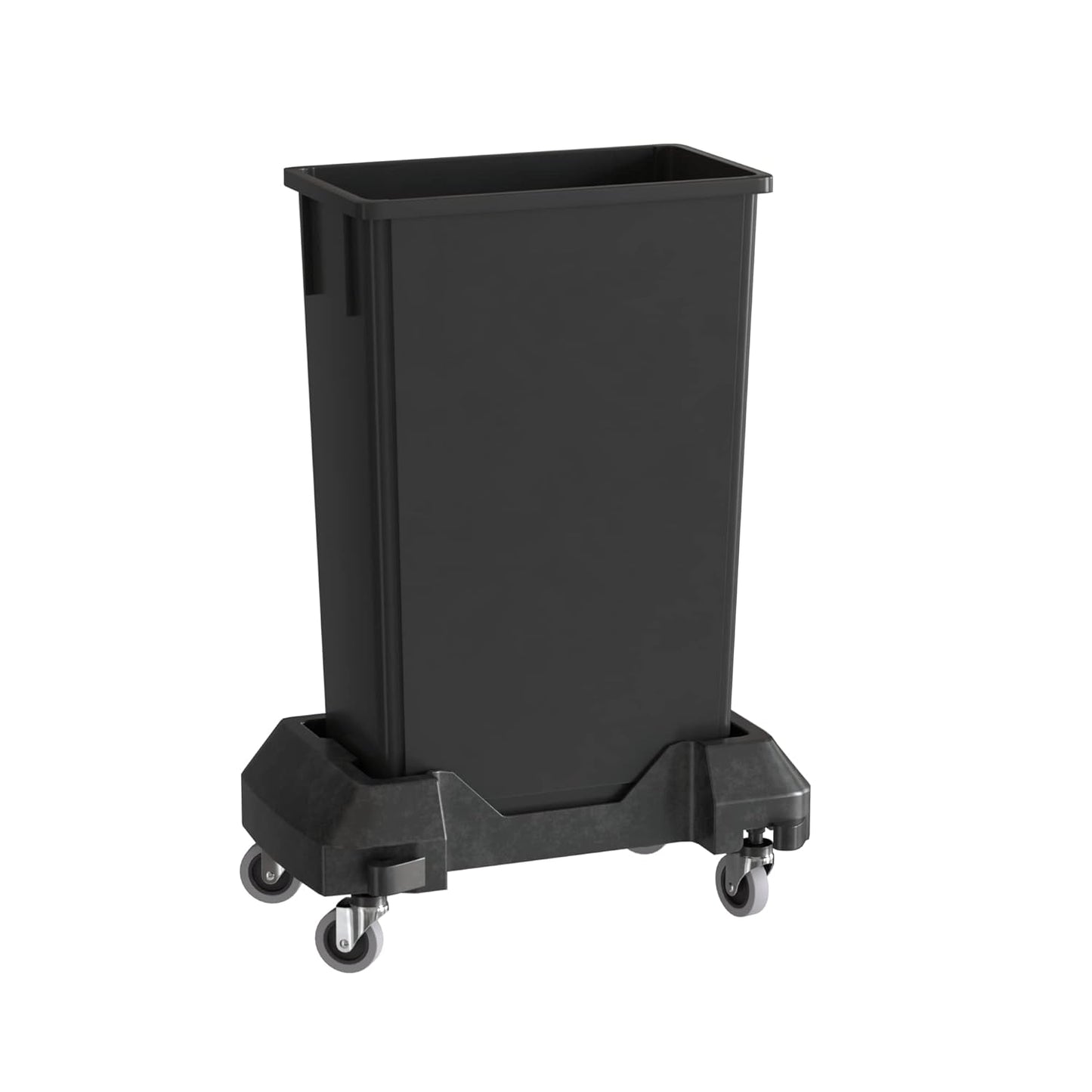 23 Gallon Black Slim Jim Trash Can with Dolly for Easy Mobility
