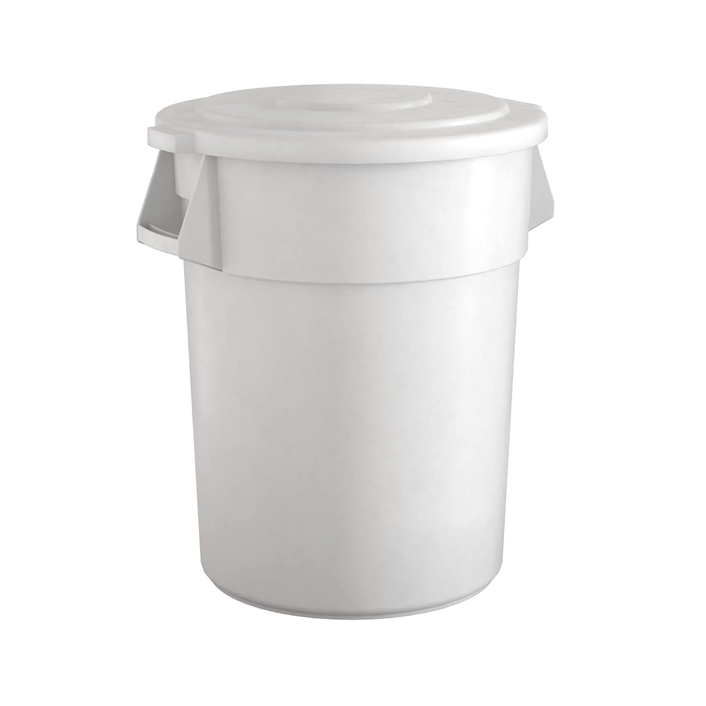55 Gallon White Round Commercial Trash Can with Lid for Durability