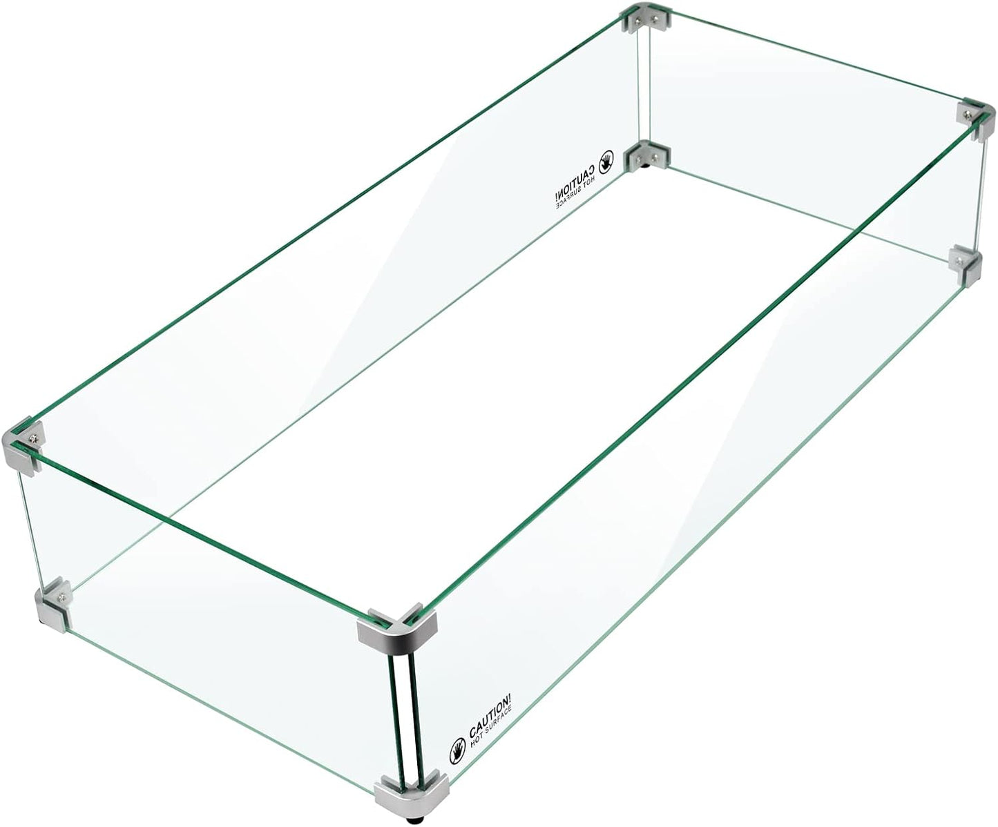 Rectangle Fire Pit Glass Wind Guard for 24x8 Burner Pan