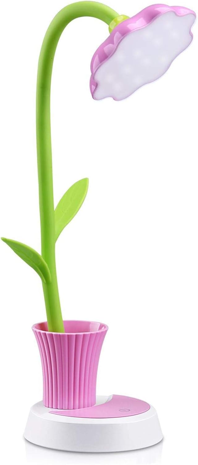 Uniwit Kids Sunflower Desk Lamp - Eye Protection, Portable & Adjustable Brightness - Pink