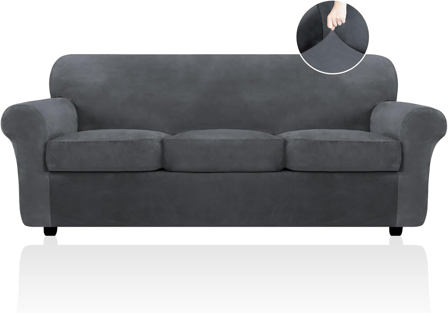 FestiCorp 4 Piece Velvet Sofa Cover for 3 Cushion Sofas