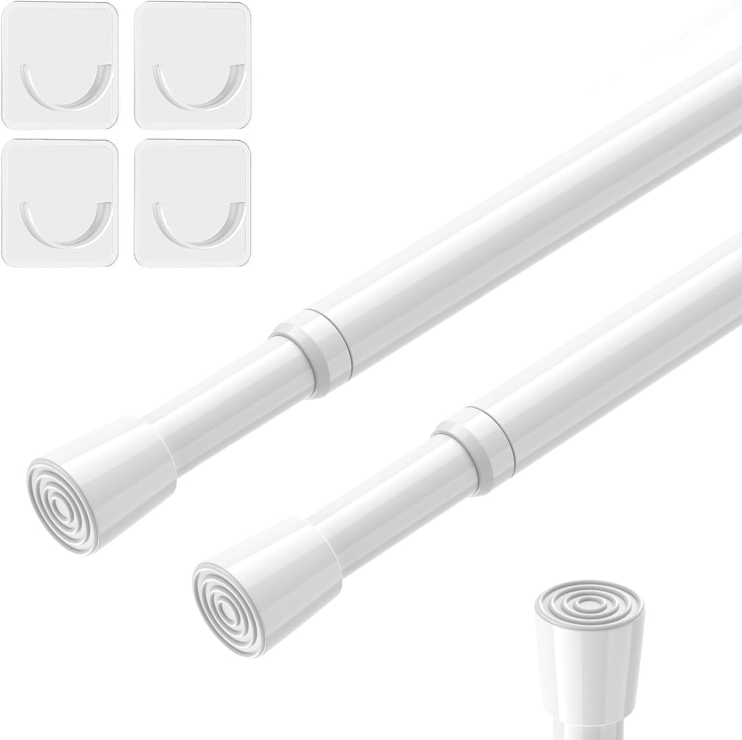 Adjustable Small Curtain Rods Set - Easy Install, No Drilling - AIZESI