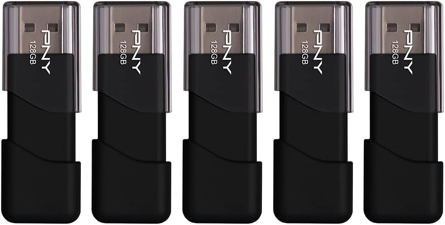 PNY 128GB Attache 3 USB 2.0 Flash Drive - Pack of 5 for Storage