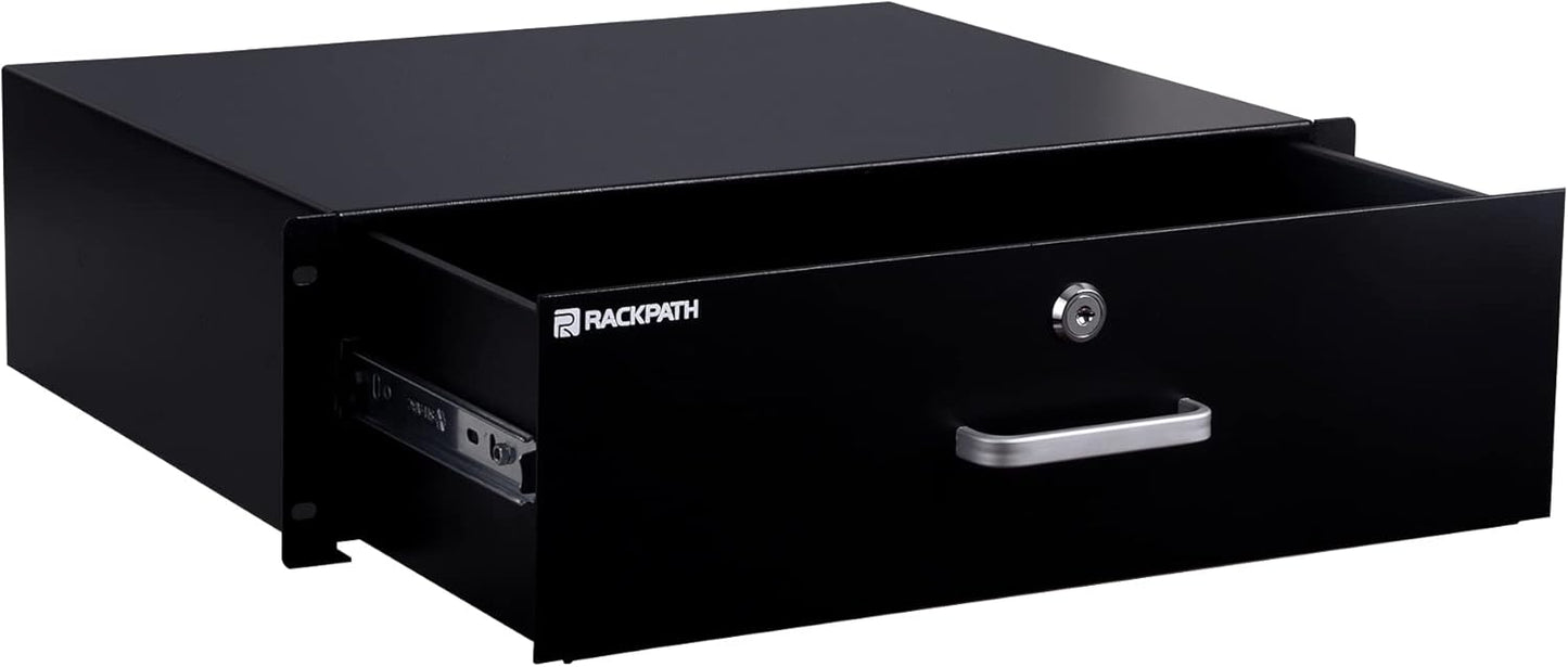 RackPath 3U Rack Mount Drawer for 19 Inch Equipment Storage