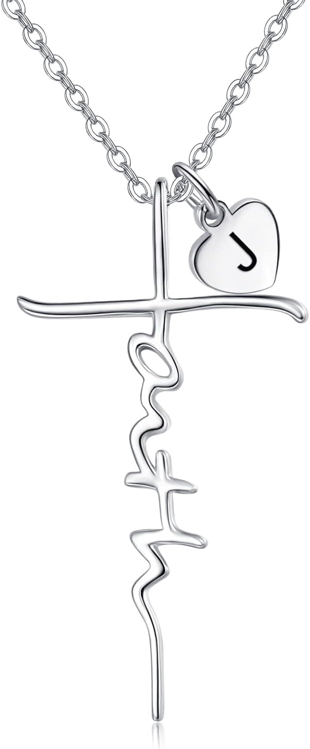 Faith Cross Necklace for Women - 925 Sterling Silver Pendant