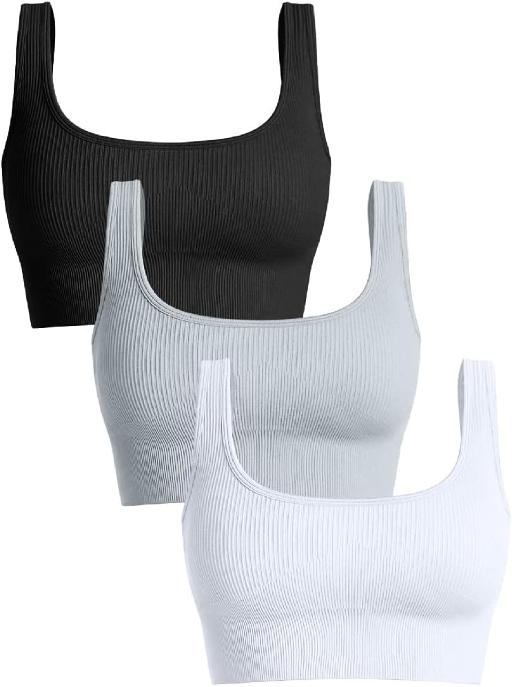 OQQ Women's 3 Piece Medium Support Tank Top for Active Lifestyle